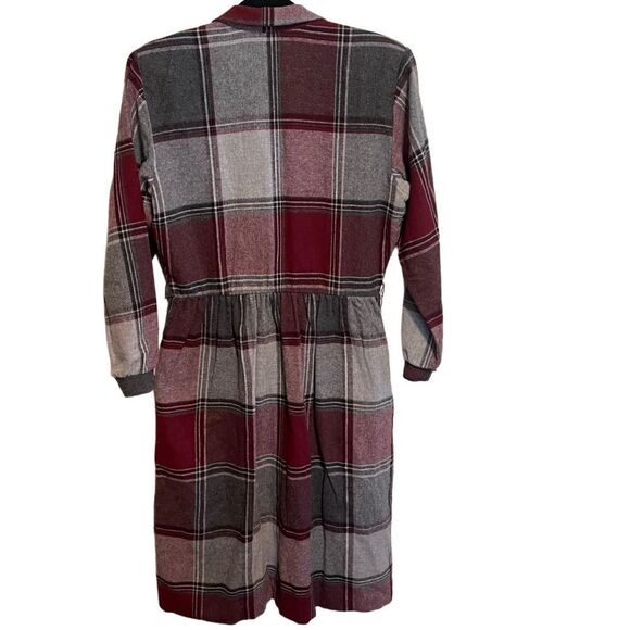 Murray Meisner- Rare Vintage Plaid Wool Made USA Prairie CottageCore Dress, L - Picture 10 of 12